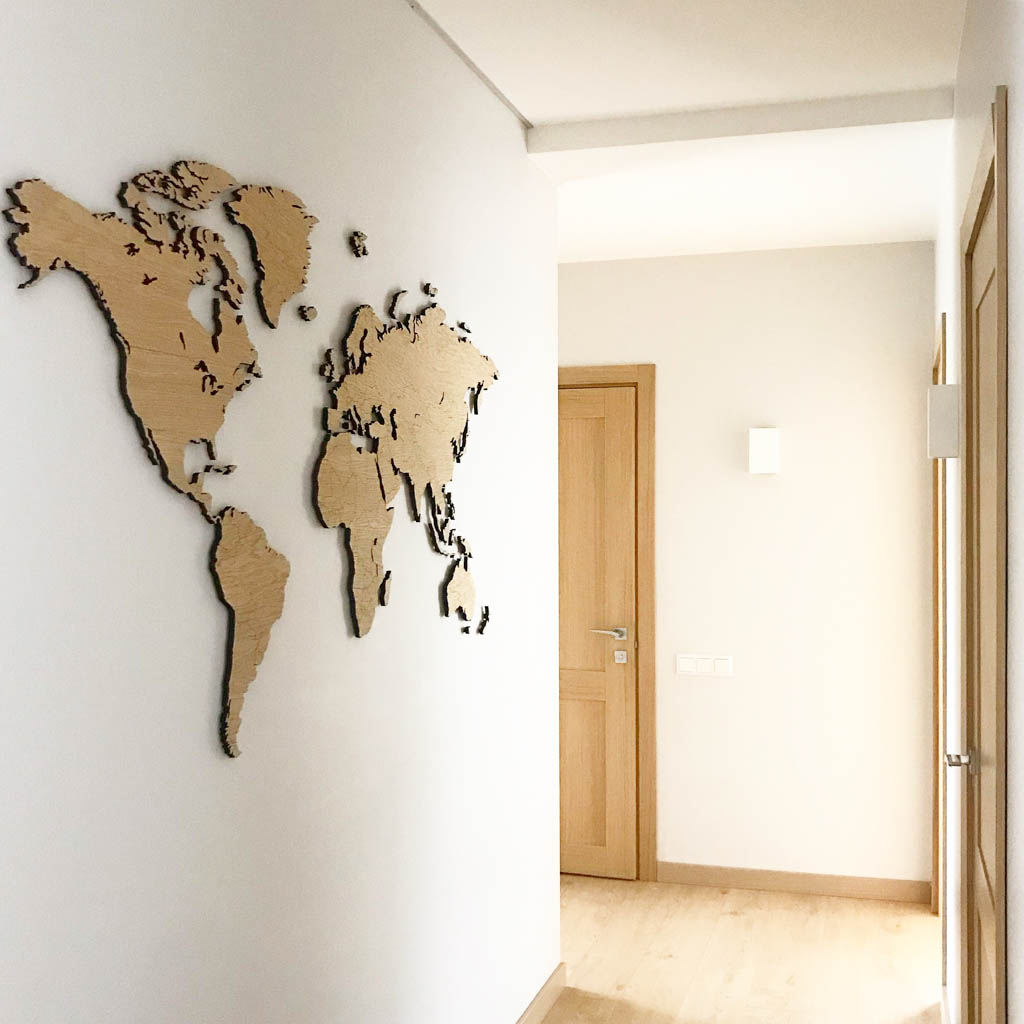 World Map For Wall Wooden World Map - Natural Oak I Map It Studio