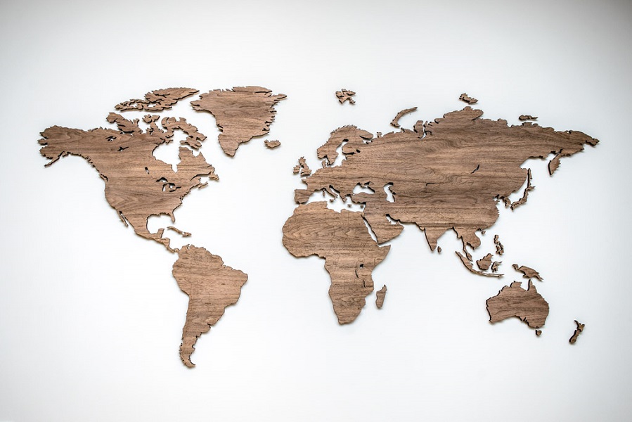 Wood World Map 